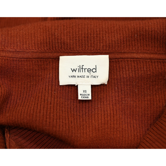 A5 Auth WILFRED Burnt Rust Ribbed Off Shoulder Sweater Midi Dress Size XS - Picture 5 of 7